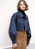 Indigo Cropped Balloon Jacket