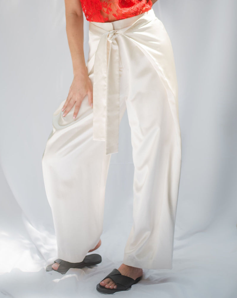 Ivory Konfu Silk Pants