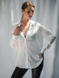 White Shirred Silk Shirt