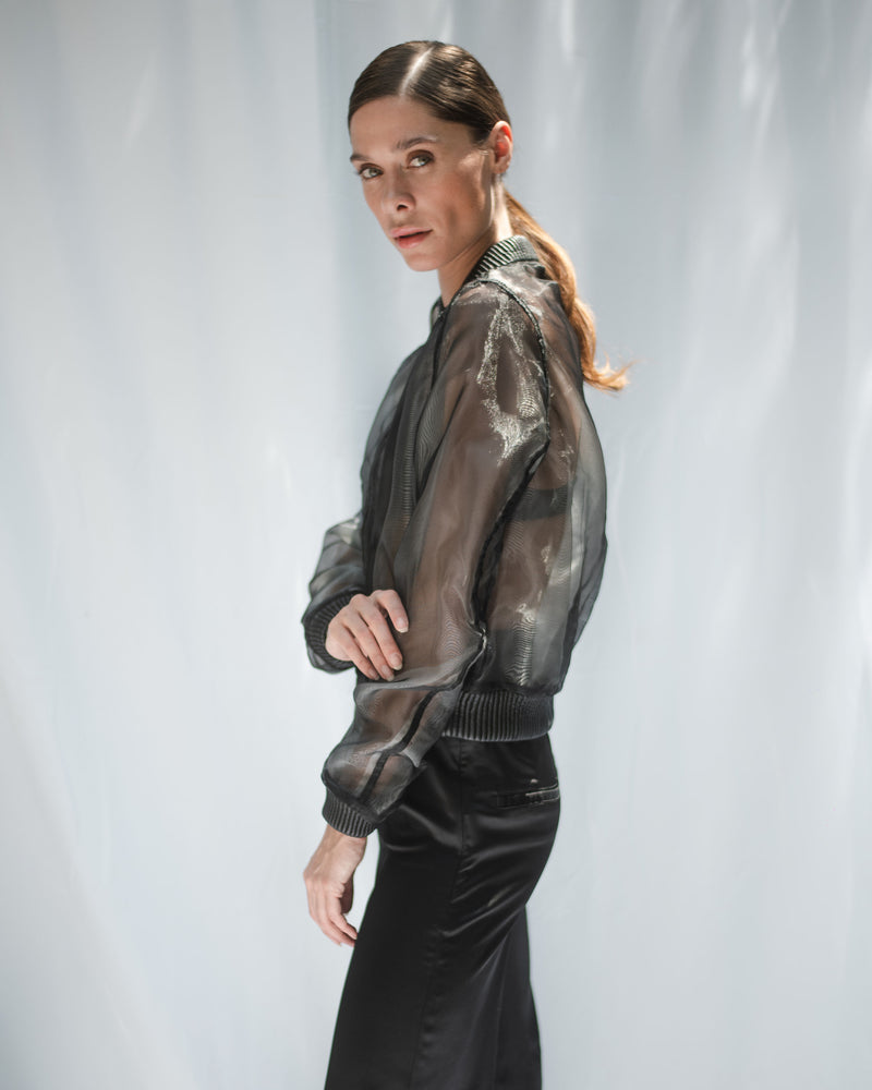 Organdy Leather Bomber Jacket