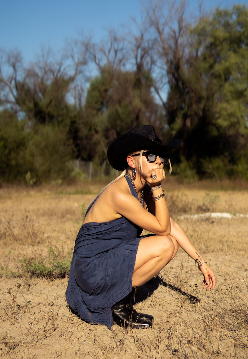 Silk Blue Handcrafted Dress