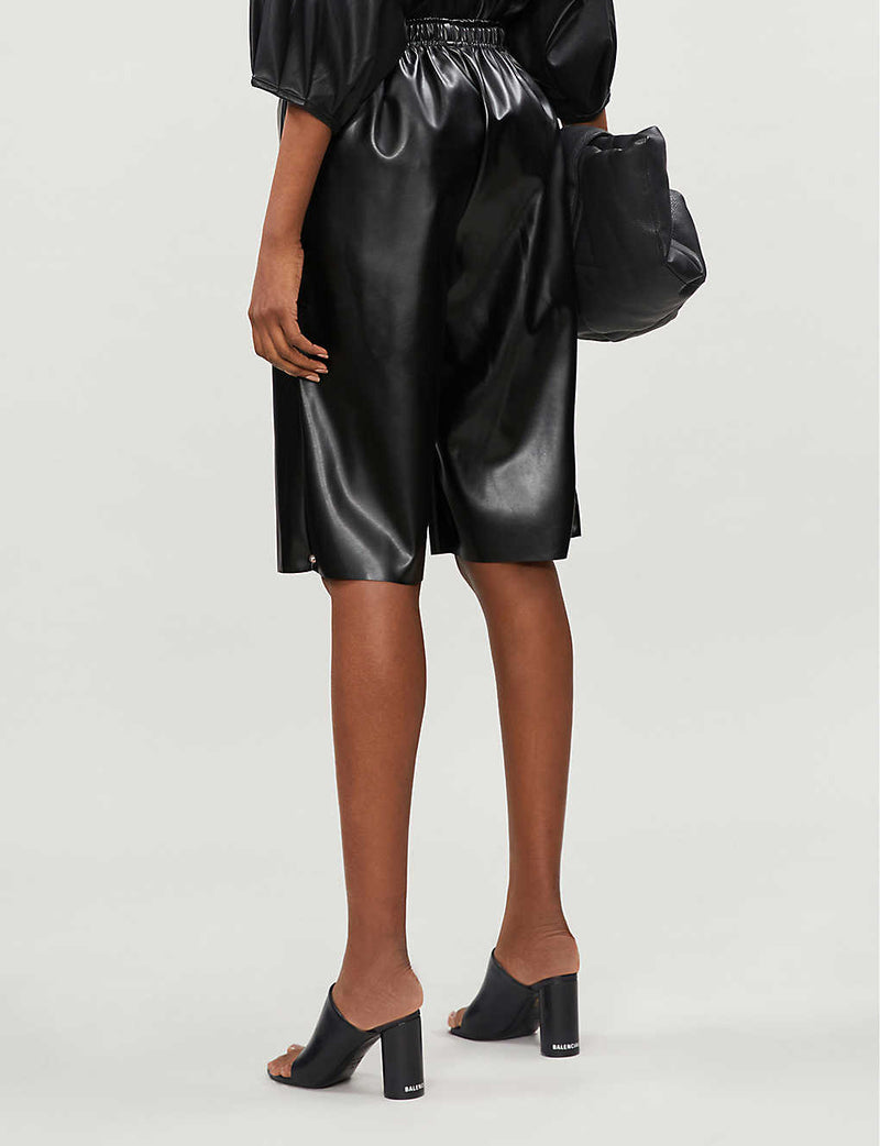 Drawstring Faux-Leather Shorts
